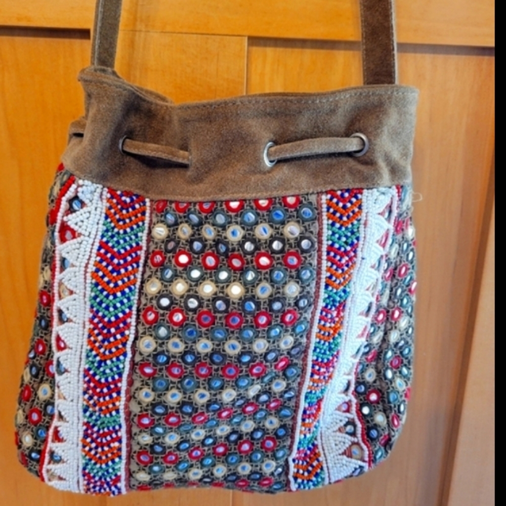 Gypsy05 Beaded Boho Suede Embellished Bag - Picture 7 of 12